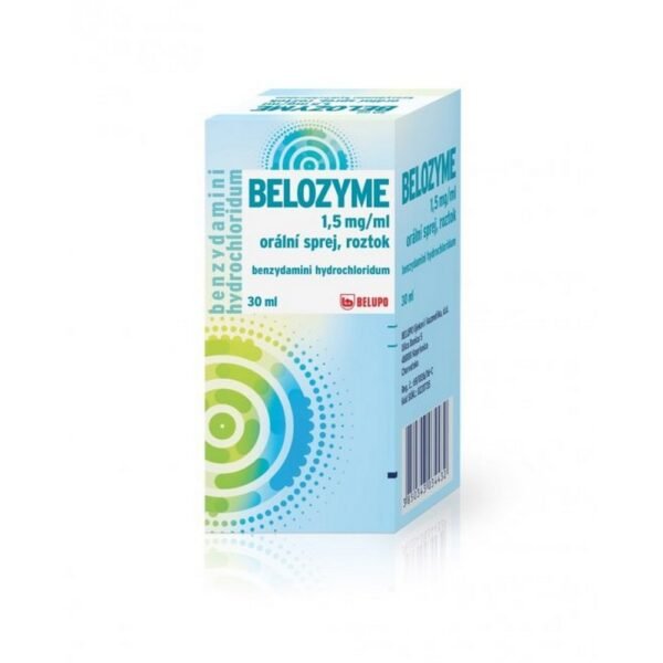 Belozim 1.5 mg/ml Aerosol oral es un medicamento que generalmente se usa para el tratamiento de infecciones de la mucosa oral o afecciones inflamatorias en la boca y la garganta . Contiene clorhidrato de bencidamina, que es un agente antiinflamatorio y analgésico.
