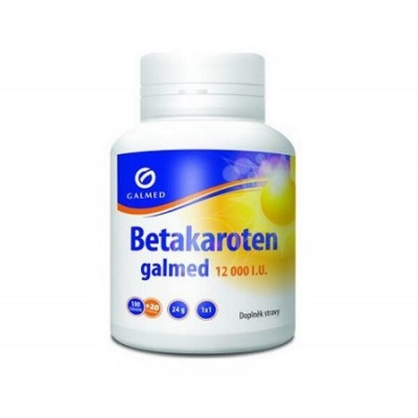 Beta-carotene 12000 IU 100+20 capsules Galmed is a supplement providing a high dose of beta-carotene, an antioxidant that supports vision and skin health.