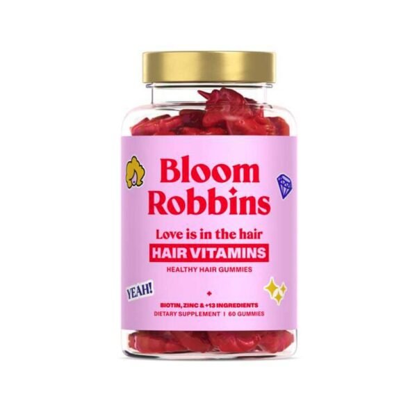 Bloom Robbins "Love is in the Hair" – biotin hair vitamins in gummy form. Each bottle contains 60 pieces. They help strengthen hair, support its health, and stimulate growth.