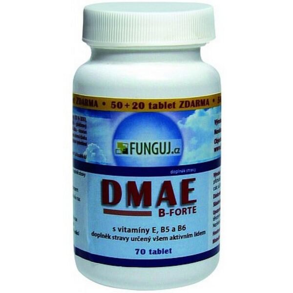 DMAE B-Forte Tablets 50+20 Free – a supplement combining DMAE (dimethylaminoethanol) with B vitamins to support brain function, memory, and focus.