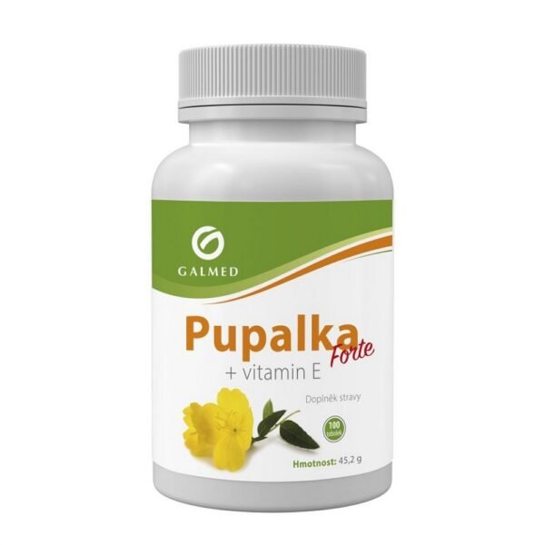 Evening Primrose Forte + Vitamin E 100 capsules Galmed is a supplement combining evening primrose oil with vitamin E, known for supporting skin health and hormonal balance.