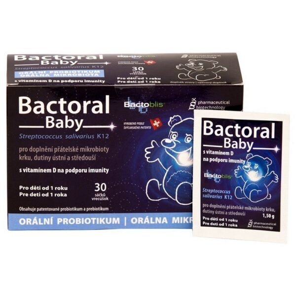 Favea Bactoral Baby with Vitamin D 30 Sachets – a probiotic supplement designed for babies, with added vitamin D to support immune health and bone development. Convenient sachets for easy administration.