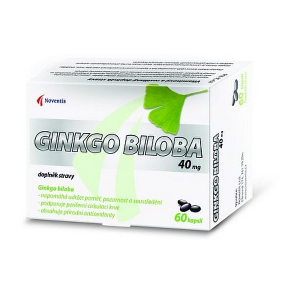 Ginkgo Biloba 40mg Capsules 60 – a supplement with ginkgo biloba extract, known for improving memory, cognitive function, and circulation.