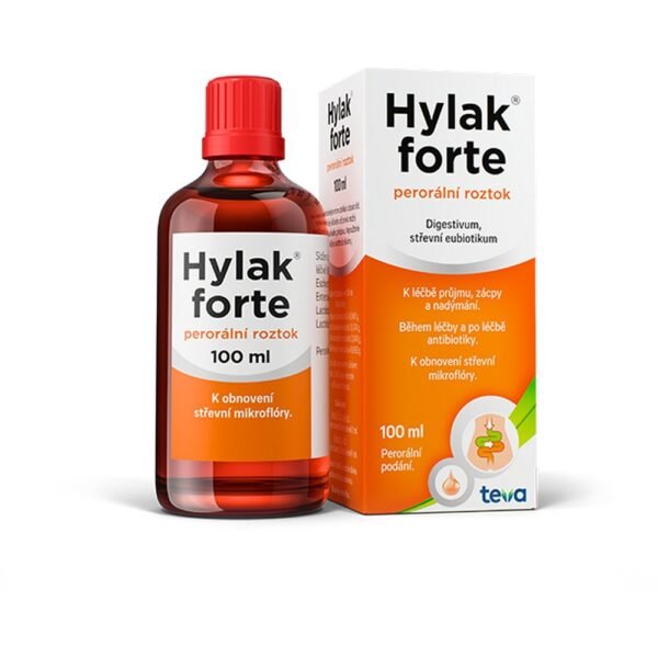 Hylak Forte Oral Solution 100 ml – a probiotic and intestinal regenerator used to restore the natural balance of gut bacteria, improve digestion, and treat gastrointestinal disorders such as diarrhea, dysbiosis, and irritable bowel syndrome.