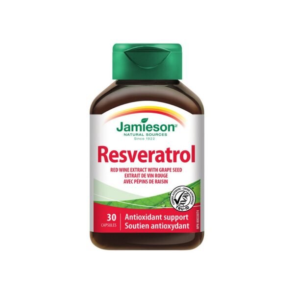 Jamieson Resveratrol 50mg Red Wine Extract is a dietary supplement that provides resveratrol, a powerful antioxidant found in red wine.