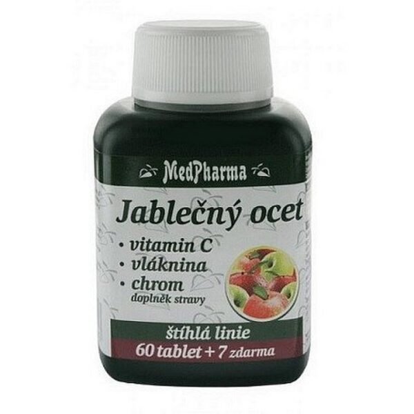 Medpharma Apple Cider Vinegar + Fiber + Vitamin C + Chromium 67 Tablets is a dietary supplement that combines apple cider vinegar, fiber, vitamin C, and chromium to support healthy digestion, metabolism, and balanced blood sugar levels. It is ideal for promoting weight management and overall well-being.