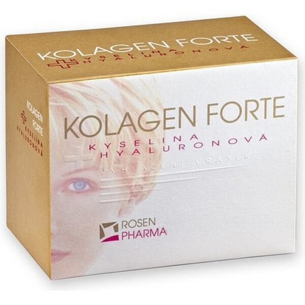 Rosen Collagen Forte+ Hyaluronic Acid is a dietary supplement that combines collagen and hyaluronic acid to support skin elasticity, hydration, and overall skin health. It contains 180 capsules per package.