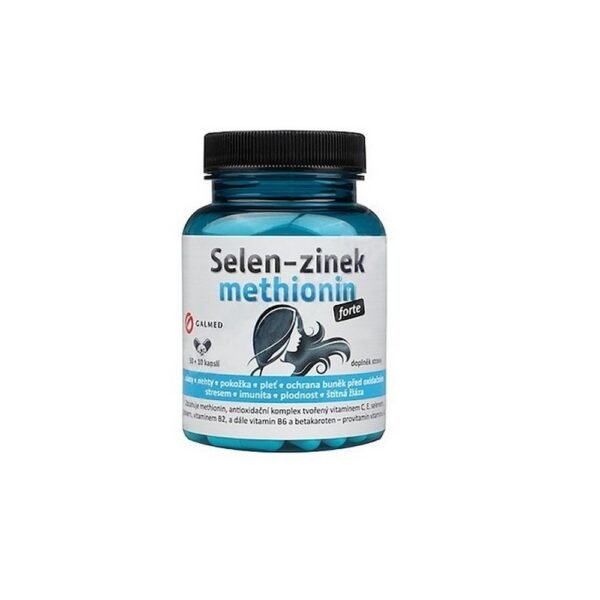 Selenium-Zinc-Methionine Forte – dietary supplement with 50+10 capsules. Supports immune function, promotes antioxidant protection, and enhances hair and skin health.