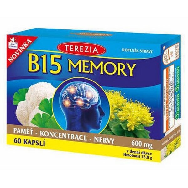 Terezia B15 Memory Capsules 60 – a supplement formulated with vitamin B15 (pangamic acid) and other natural ingredients to support cognitive function, memory, and overall brain health.