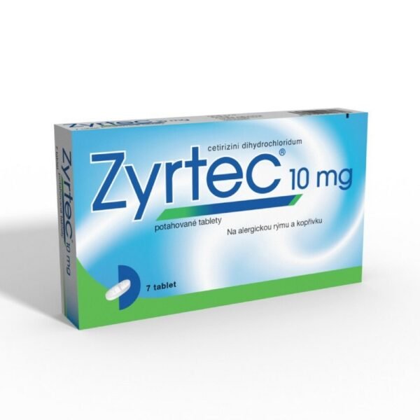Zyrtek 10 mg, 7 Tablets – an antihistamine from Belgium, used to treat allergy symptoms such as sneezing, runny nose, itching, and watery eyes, as well as hives and itching.